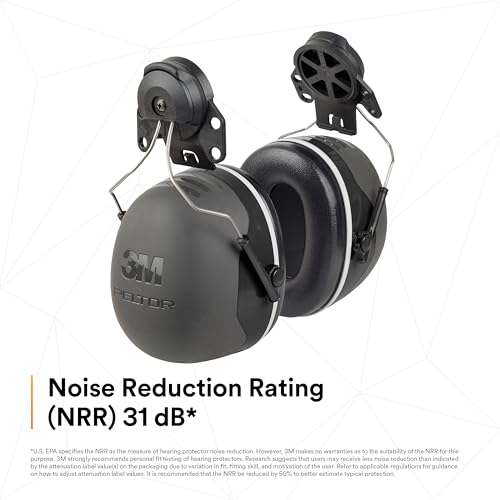 3M PELTOR Ear Muff Hearing Protection, X5 Series, Noise Protection NRR 21 dB, Construction, Manufacturing, Automotive - size: One Size Fits Most, style: Cap Style Hard Hat Attached
