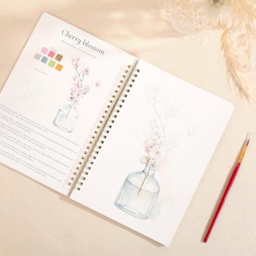 SKYDUE Watercolor Workbook for Beginners with 24 Paint Colors