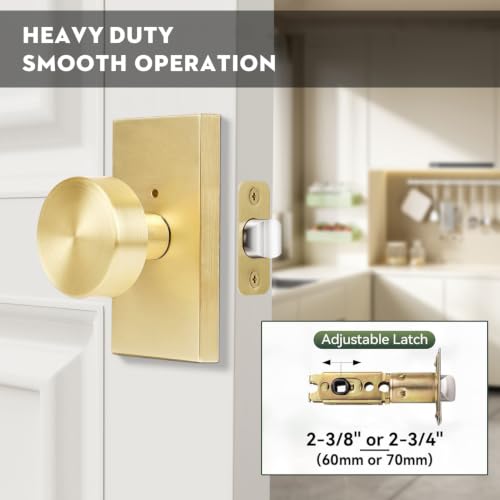Brushed Gold Door Knobs Brass Privacy Door Knobs Interior with Lock - color: Brushed Gold