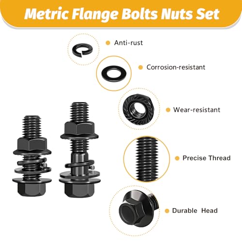 KADRICK 300PCS Flange Hex Bolt Kit. M6 x1.0 M8 x1.25 M10-1.25(12mm to 35mm) - size: M6 M8 M10 300Pcs Flange HEX