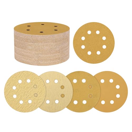 50Pcs Sanding Disc Kit 5In 60/80/120/220/400Grit 8 Hole - size: 60/80/120/220/400 Grit