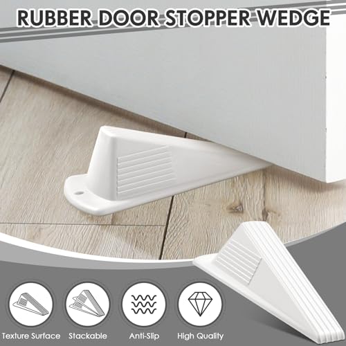 Frienda 2 Pcs Heavy Duty Rubber Door Stops Wedge Stackable,White - color: White