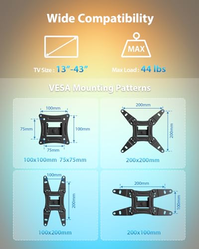 Pipishell Full Motion TV Wall Mount with LED Light for 13–43 inch TVs - size: 13-43 Inch, style: TV Mount with LED
