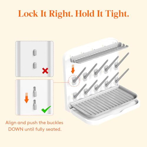 Lifewit 10-Hooks Baby Bottle Drying Rack for Countertop, BPA Free - size: Medium-10 Hooks