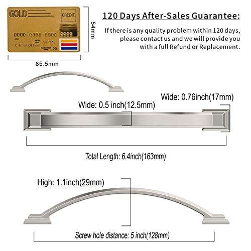 Amerdeco 10 Pack Brushed Satin Nickel Cabinet Pulls 5" - color: Brushed Satin Nickel, size: 5" hole center