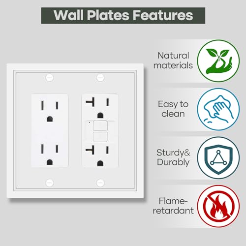 2 Pack Double Decorator Switch Cover Plate-Bamboo Fiber Material - size: 2 Gang Double Decorator