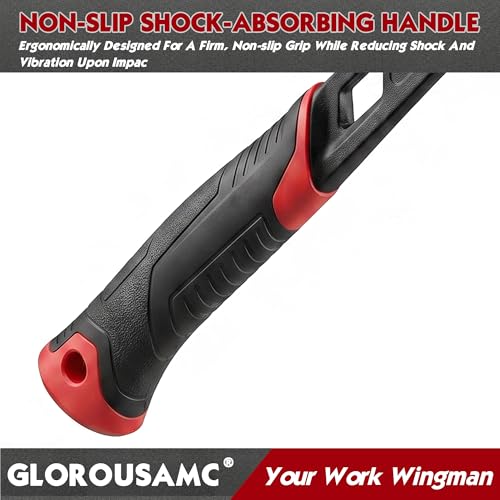 16 oz Straight Rip Claw Hammer with Milled Face & Shock Reduction Grip, Magnetic Nail Holder, Heavy Duty One-piece Forged Hammer (16oz)