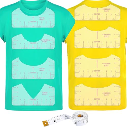 9pcs Tshirt Ruler Guide for Vinyl Alignment, T Shirt Rulers to Center Designs, PVC Measurement Template, Sewing Supplies Accessories Tools for Cricut Heat Press & HTVRONT HTV Transfer Vinyl (Pink) - style: Tshirt Ruler-9-Pink