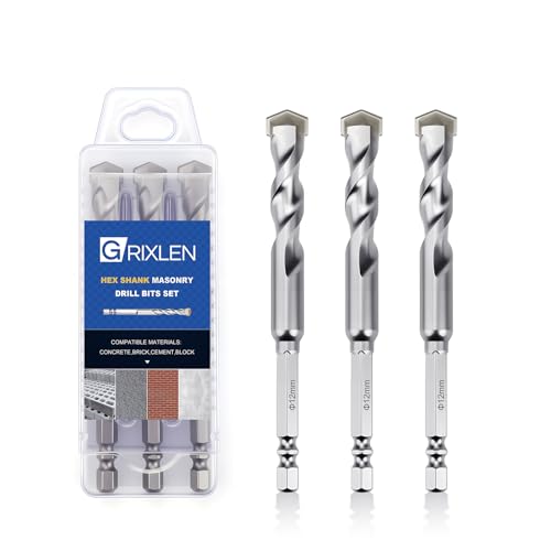 3 Pack 1/2"(12mm) Hex Shank Hammer Drill Masonry Drill Bits, 4.3" Length - size: 1/2" x 4.3" ( 12x110mm ), style: 3 Pieces