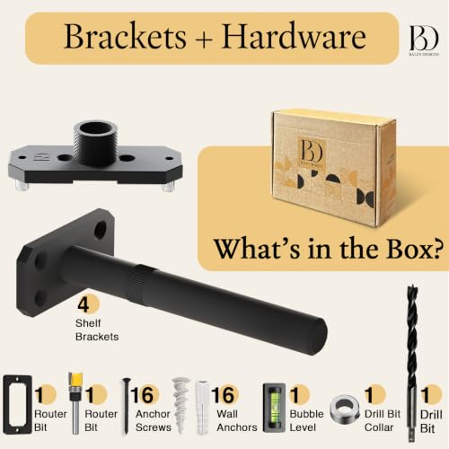 Invisible Floating Shelf Bracket 5 Inch Rod 3/4 inch Diameter Heavy Duty with Jig – Hidden Metal Mantel Mount for Wall Shelves – Floating Shelf Hardware for Bathroom, Kitchen & Living Room (4 Pack) - size: 5" Heavy Duty, style: Brackets + Hardware