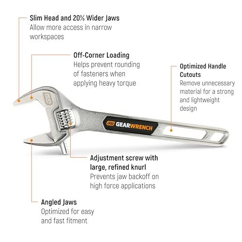 GEARWRENCH 12" Chrome Adjustable Wrench | 89754 - style: 12-inch