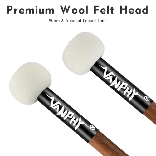 Timpani Mallet Wool Felt Drum Mallets Maple Handle - size: Felt Mallets