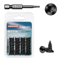 200-Piece #8 x 1/2" Flat Head Hex Socket Self Tapping Screws - Black Zinc Plated Steel, Countersunk Wood Screws with Drive Bit, for Woodworking & Furniture Repair - size: #8 x 1/2"