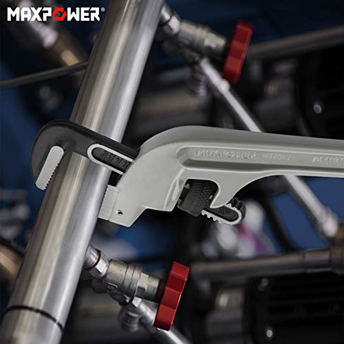 MAXPOWER 18-inch Pipe Wrench, 45 Degree Angled Cr-Mo Jaw, 2.36” Opening - size: 18-inch, style: Offset Pipe Wrench