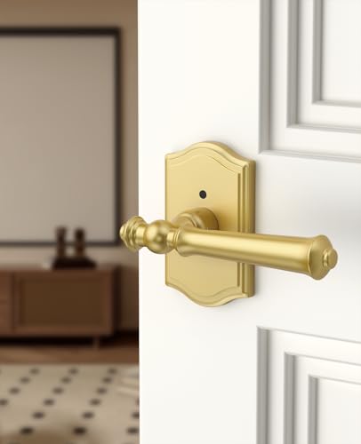 Asidrama 6 Pack Brushed Gold Privacy Interior Door Handles - color: Gold