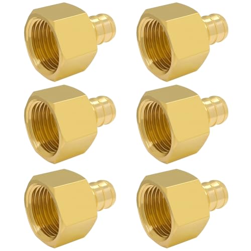 Hooshing 6 Pack 1/2" PEX to 1/2" Female NPT Adapter - size: 1/2" Pex x 1/2" NPT Female
