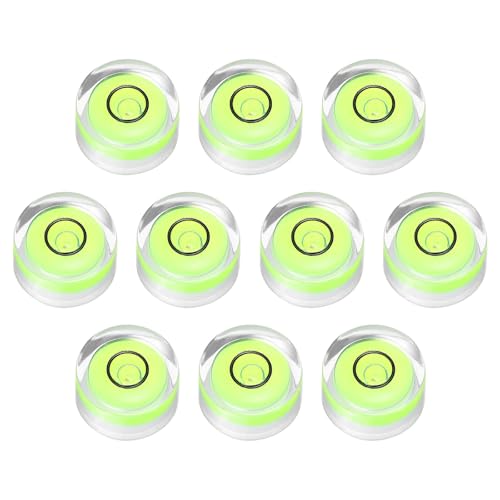 10pcs Round Bubble Level 15x8mm - Mini Circular Bullseye Spirit Levels Measuring Layout Tools for Leveling Camera/Tripod/Telescope/Workshop/Turntable/Pictures Frame, Green - color: Green, size: 15x8mm