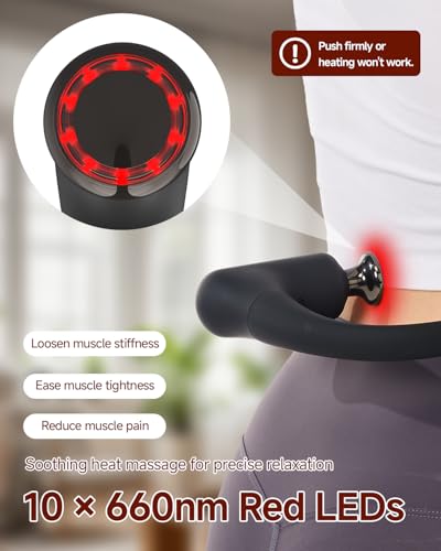 2-in-1 Detachable Massage Gun with Heat, Muscle Massager with Long Handle