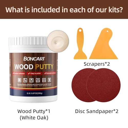 Boncart Wood Filler, 9.87 OZ White Oak Wood Putty - color: 9.87OZ White Oak