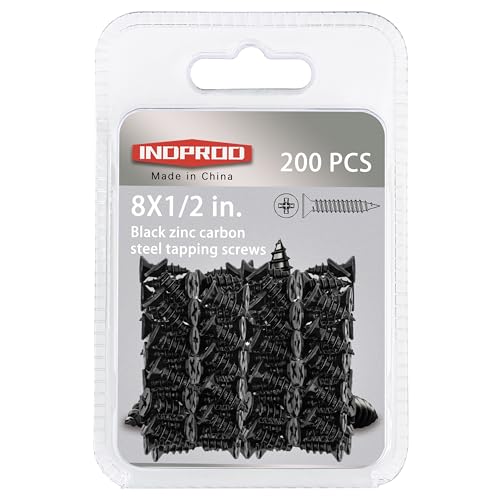 #8 X 1/2" Black Screw,Flat Head Phillips Wood Screw, Electroplating Black Carbon Steel, #8 X 1/2-Inch, 200Pcs - color: Black Zinc Plated Screws, size: #8 x 1/2"