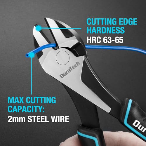 DURATECH 7" High Leverage Diagonal Cutters, Side Cutters, Wire Cutters