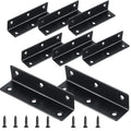 8PCS L Bracket 3.2"x0.9" Stainless Steel Corner Brace Heavy Duty 90 Degree Corner Fastener Black Large Angle Brackets for Wood Furniture Bedframe Cabinet Drawer Chair with Mounting Screws - size: 8PCS 3.2"x0.9"