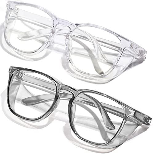 Safety Glasses Anti Fog Clear Blue Light Blocking Eye Protection Nurse Goggles for Women Men - color: A0 Transparent + Clear Grey