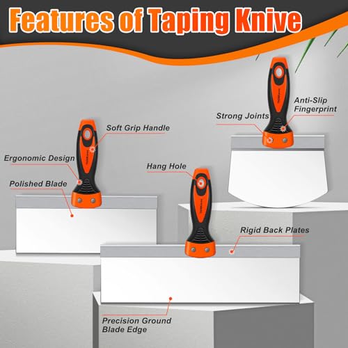 THINKWORK Drywall Knife Set, 10Pcs Drywall Tools Kit