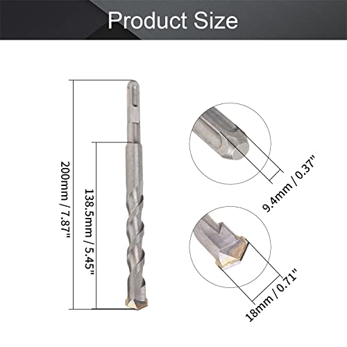 Utoolmart Masonry Drill Bit 18mm x 200mm Carbide Tipped Rotary Hammer Bit Square Shank for Impact Drill 1Pcs - size: Square handle 18*200