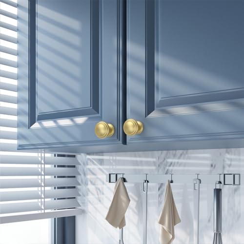 Amerdeco 10 Pack Brushed Gold Cabinet Knobs Single Hole Cabinet Pulls 1 Inch Drawer Knobs for Bathroom Cabinets ZH0086 - color: Brushed Gold, size: 1" Single Hole