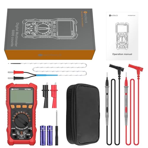 Neoteck 6000Counts TRMS Digital Multimeter for 750VDC 1000VAC AC/DC Current - color: Red, size: 6000Counts(AC 750V/DC 1000V)