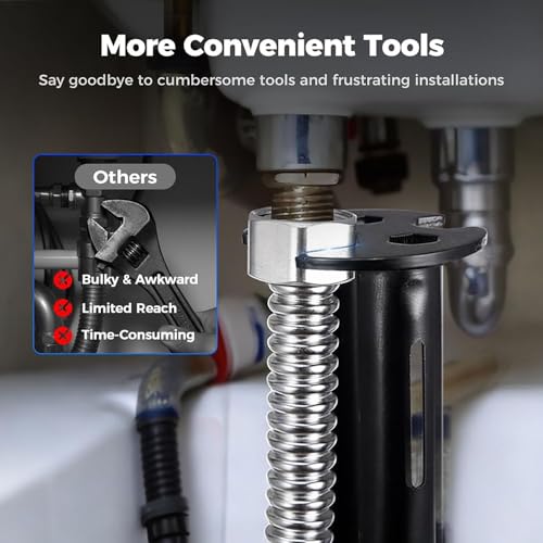 2PCS Multifunctional Sink Faucet Wrench Set - 11-in-1 Basin Tool for Tight Spaces, 4-Jaw Hex Plumbing Installer for Home Maintenance, Practical Tools for Men (Black) - color: Black