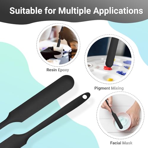 Gartful 6PCS Silicone Spatula Sticks, Non-Stick Epoxy Resin Mixing Sticks Scraper Tools, Reusable Stirring Rods for Resin, Paint, Waxing, Liquid, Arts Crafts Supplies, Facial Mask, Black - color: Black, size: Large