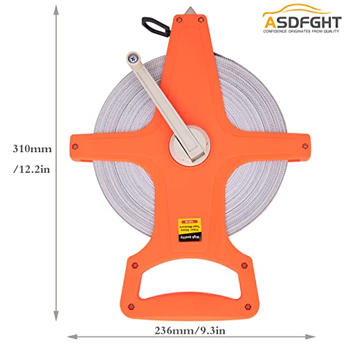 Open Reel Tape Measure 330 Feet, Fiberglass Tape Measure, Yard Measuring Tape Fit for Sports Field, Outdoor, Engineer,Track, Durable Dual-Sided Measuring Reel with Feet and Meters (1/2') - size: 100 m