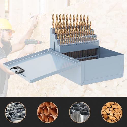 60Pcs(#1-60) Cobalt Number Size Drill Bit Set HSS Jobber Length - size: 60pcs Number Size, #1-60