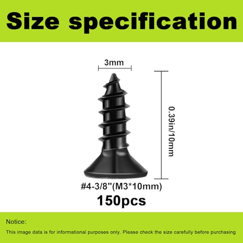M3x10mm Small Wood Screws, Black Phillips Flat Head Short Screws 150pcs - color: M3-Black, size: 150pcs-10mm