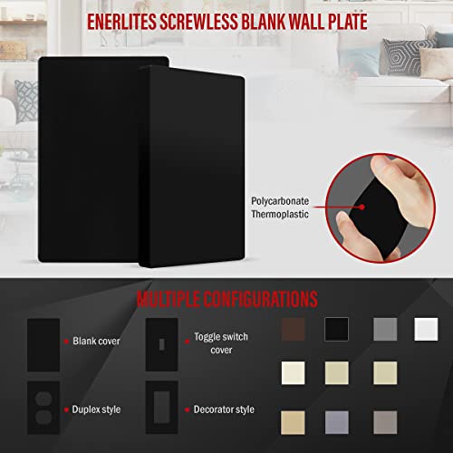 ENERLITES Screwless Blank Wall Plate, 1-Gang Outlet Covers, 1 Pack, Black - color: Black, size: Screwless