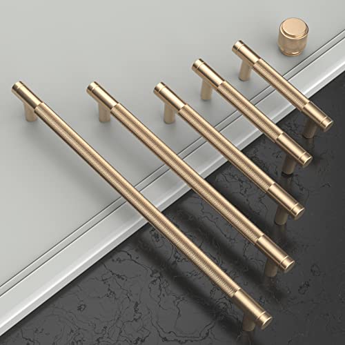 Asidrama 10 Pack 3.75 Inch(96mm) Gold Cabinet Pulls Knurled Cabinet Handles Cupboard Handles Kitchen Cabinet Hardware for Cupboard Drawer Pulls - color: Gold, size: 3.75" Hole Center, style: 10 Pack