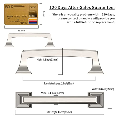 Amerdeco 10 Pack Brushed Satin Nickel Cabinet Pulls 3-3/4 Inch(96mm) Hole Center Cabinet Hardware Kitchen Cabinet Handles for Bathroom Drawer Pulls Dresser Pulls ZH0010 - color: Brushed Satin Nickel, size: 3.75"/96MM Hole Center