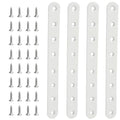 4 Pcs White Flat Straight Braces Stainless Steel Straight Brackets 10 x 0.78 inch Metal Mending Plate for Wood, Heavy Duty Repair Joining Bracket, with Screws