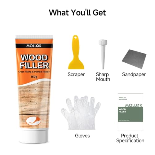 White Wood Filler, Stainable All‑Purpose Repair, 5.29 Oz (150g) - color: White, size: 150g
