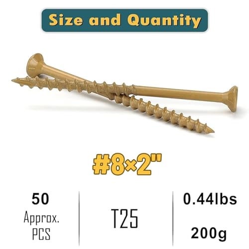 WELLOCKS #8 x 2 in Tan Deck Screws, 0.44 lbs Trial Size - size: #8×2", style: Trial size 0.44LBS