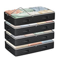 Budding Joy Under Bed Storage Containers with Clear Lids, 4 Pack - color: Black, size: 60L-4 Pack