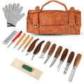 Deluxe Wood Carving Kit, Wood Carving Tools Set, 8Pcs Whittling Knifes & 5Pcs Detail Carving Knives with Large Leather Case & Gloves, Wood Whittling Kit for Beginners and Carpenter Experts