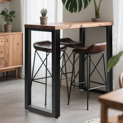 40 Inch Metal Bar Table Legs, Heavy Duty Desk Dinning Table Legs with Adjustment Feet Pads DIY Iron Furniture Feets, Set of 2,Black - size: H40 " Square