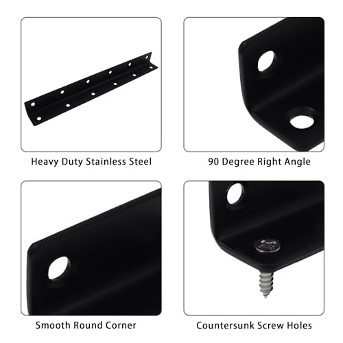 Long L Bracket,ULIFESTAR Black Corner Brace Brackets,Stainless Steel Corner Brackets,Heavy Duty Shelf Bracket,Metal Right Angle Bracket for Wood,275*27mm/10.83*1.06''2 PCS - size: 275*27mm/10.83*1.06''