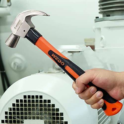 WEDO Claw Hammer with Fiberglass Handle,24oz Stainless Steel Framing Hammer,Length 330mm(13"),Shock Resistant,Corrosion Resistant,Rust Proof, Die-forged - size: 24oz