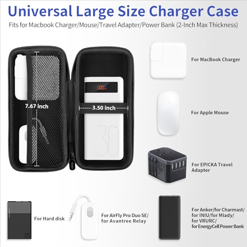 iMangoo Travel Essential Electronics Organizer Charger Case Carrying Pouch - color: FiberBlack, size: Large