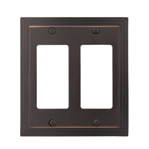 AMERELLE 84RRVB Steps Double Rocker Cast Metal Wallplate in Aged Bronze - color: Aged Bronze, size: 2 Rocker