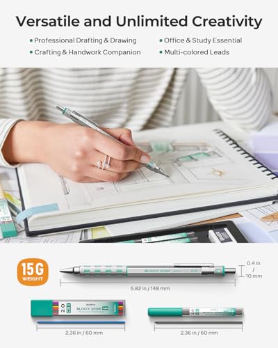 Nicpro 3 Pack Blocky Gear 2.0 mm Metal Mechanical Pencils Set with Case - style: 2.0mm